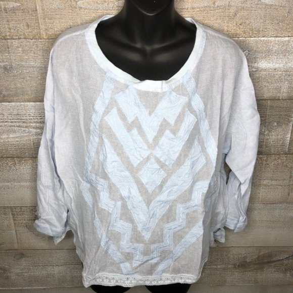 Anthropologie Meadow Rue baby blue lace top - Picture 2 of 5